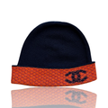 Chanel Cashmere CC Logo Beanie Navy/Orange