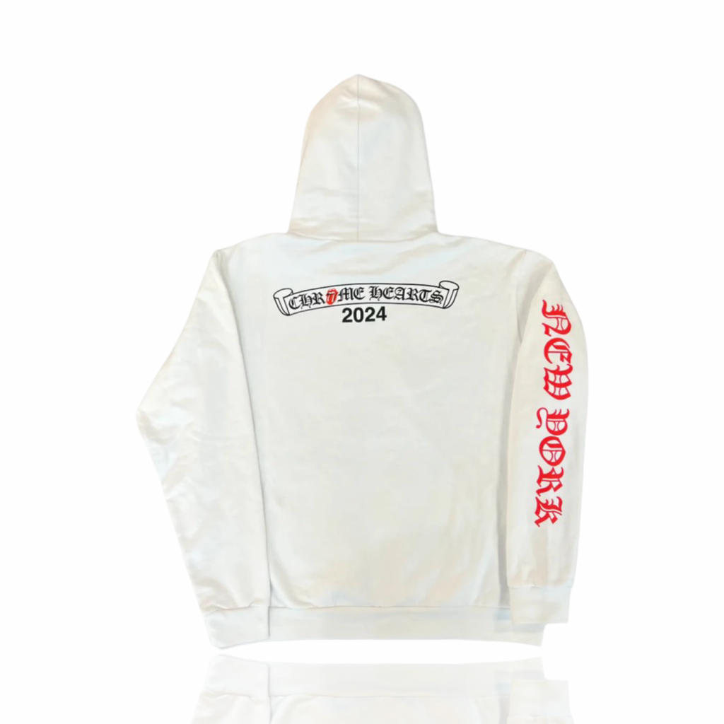 Chrome Hearts Rolling Stone 2024 Logo Hoodie White