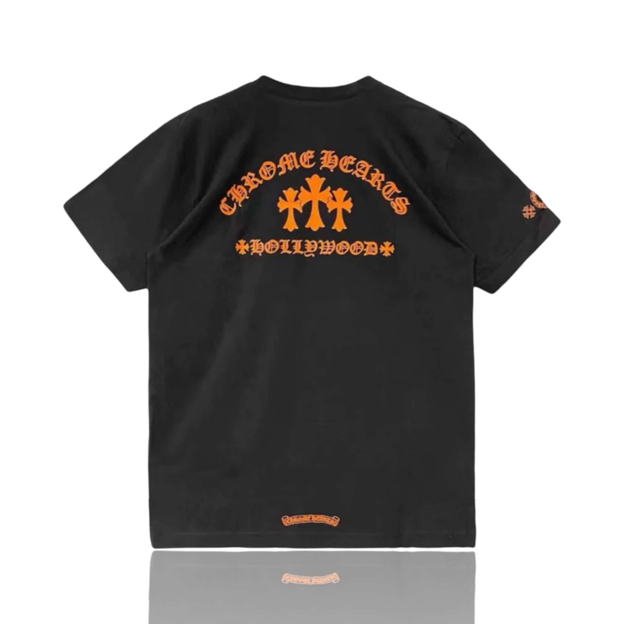 Chrome Hearts Orange Three-Cross Slogan Short Sleeve Tee