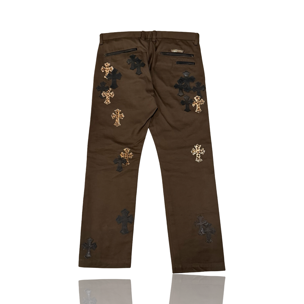 Chrome Hearts Brown Leopard Patch Chino Pants