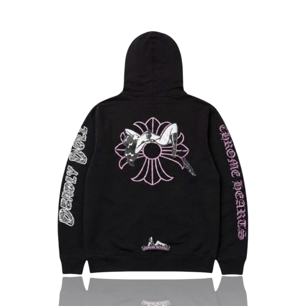 Chrome Hearts Deadly Doll Dagger Logo Pink/Black Hoodie