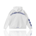 Chrome Hearts White Blue Rolling Stones Scroll Logo Hoodie