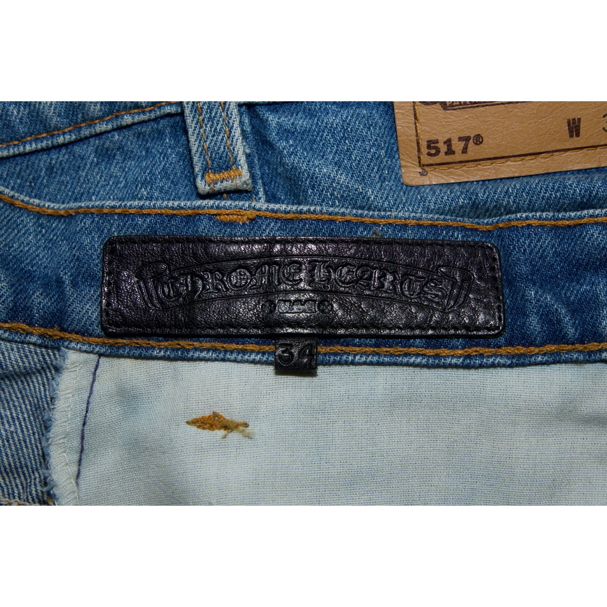 Chrome Hearts Levi's 517 Art Basel Pink Cross Light Wash Jeans