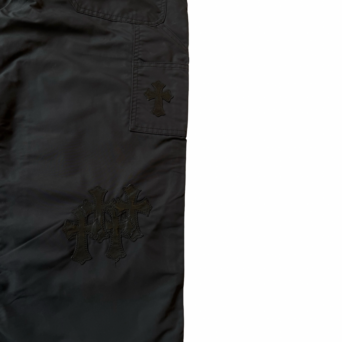Chrome Hearts Leather Carpenter Nylon Pants Black Extra Patches