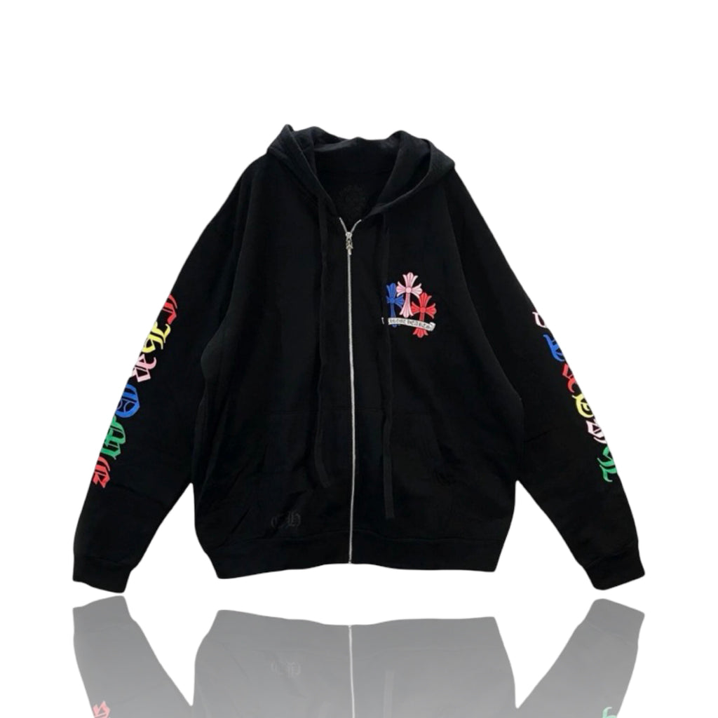Chrome Hearts Multicolor Cemetery Cross Zip Up Hoodie