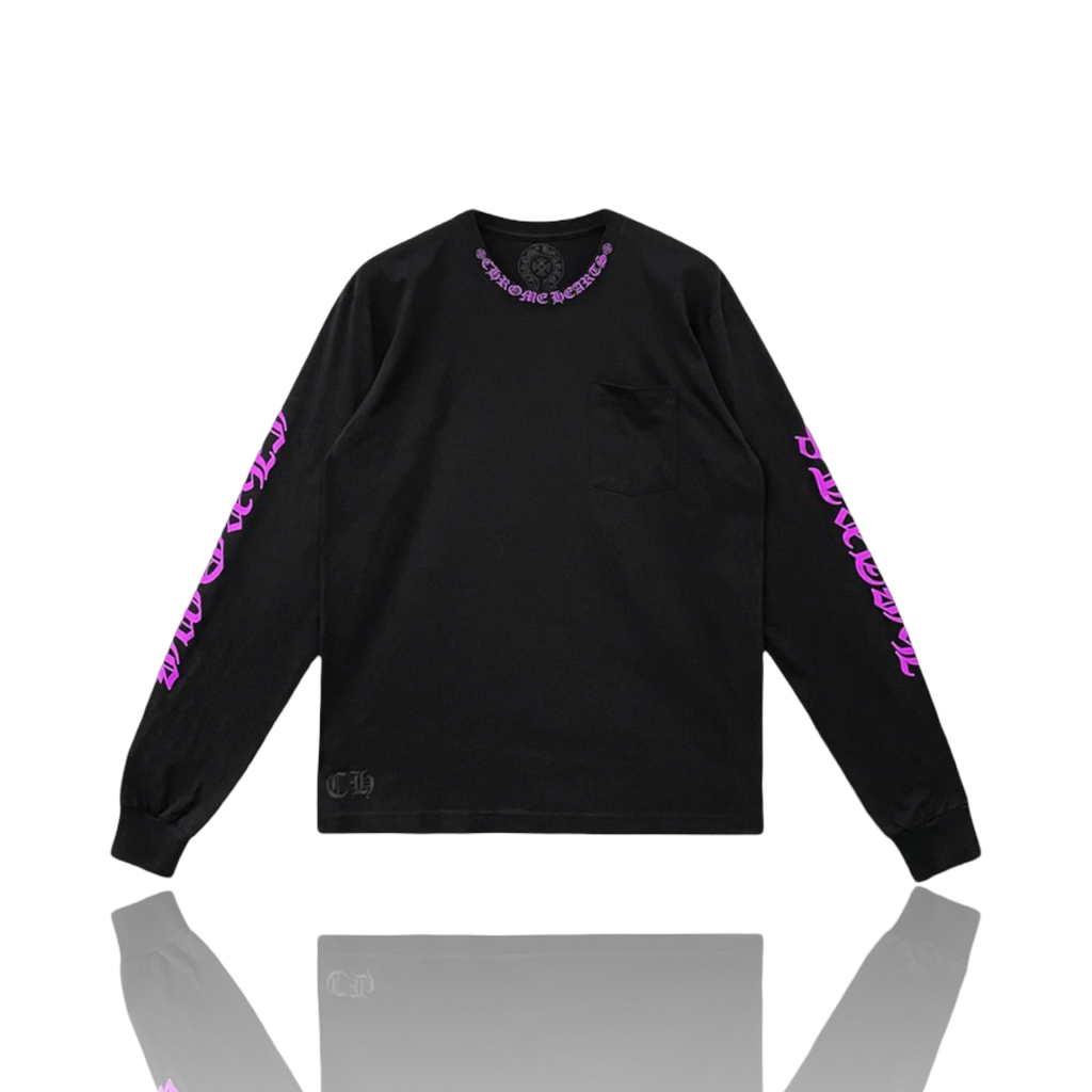 Chrome Hearts Purple Neck Logo Longsleeve Black