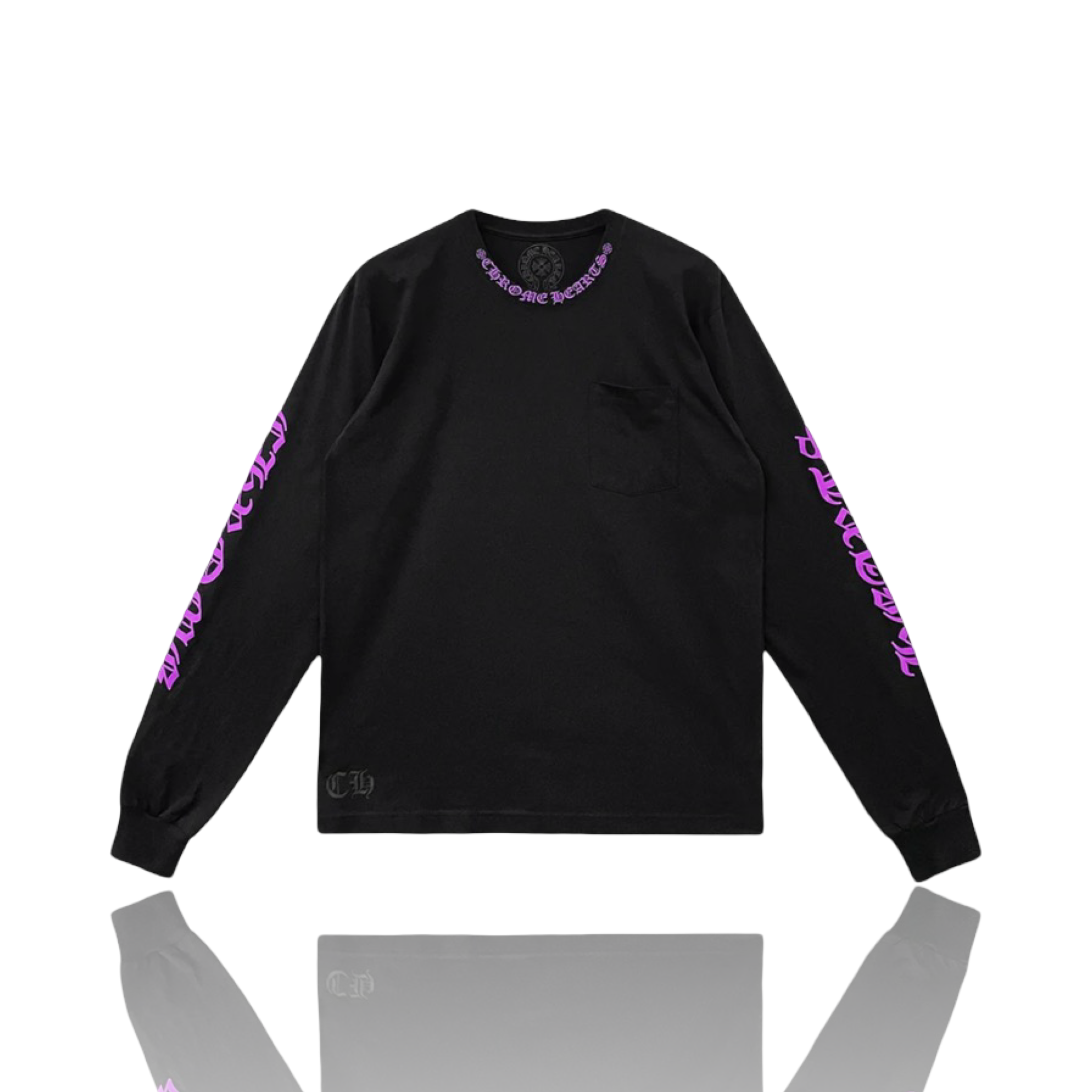 Chrome Hearts Purple Neck Logo Longsleeve Black