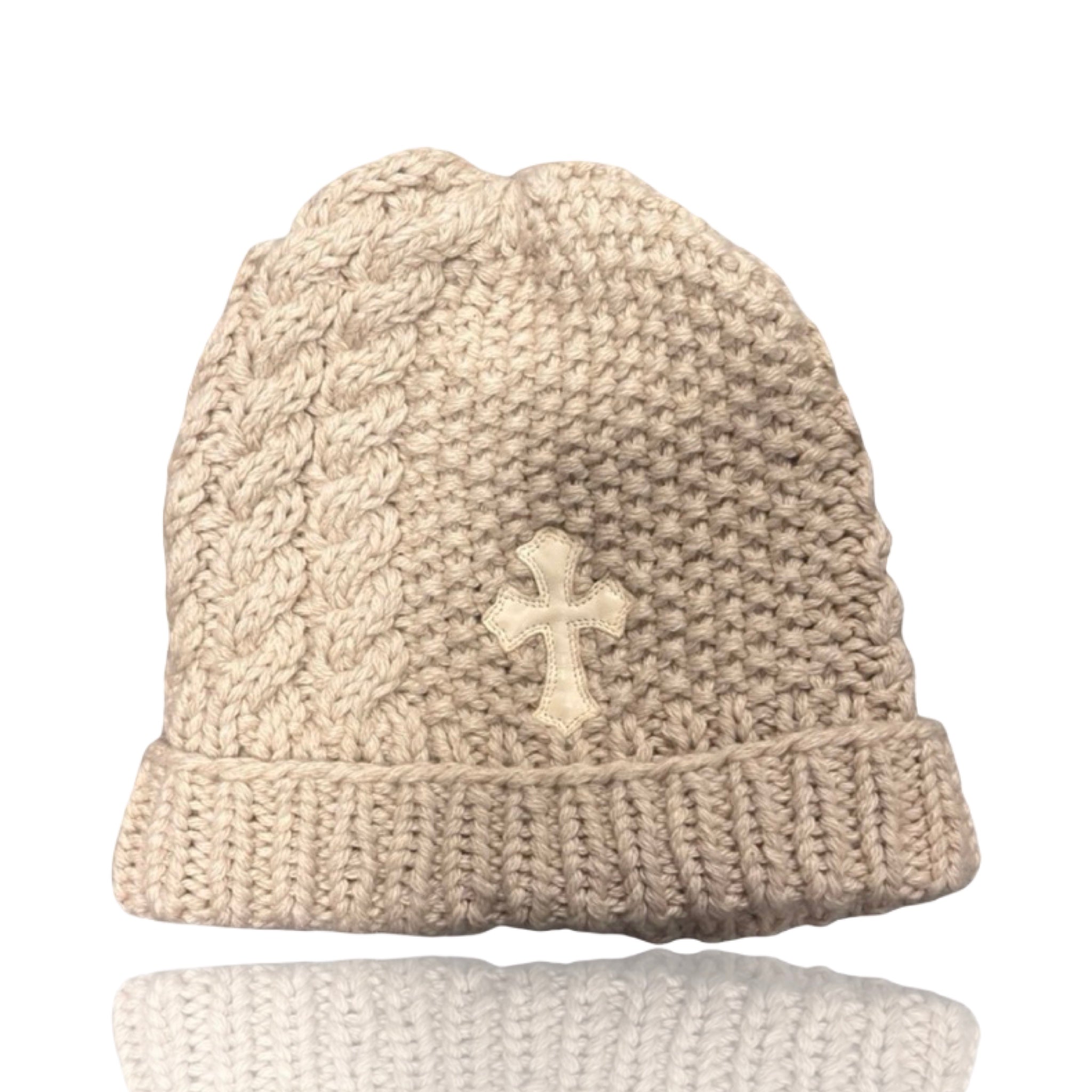 Chrome Hearts Beige White Cross Patch Cashmere Beanie