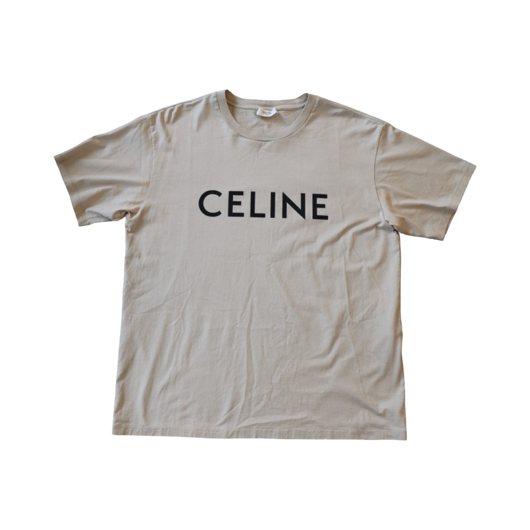 Celine Logo Tee Khaki