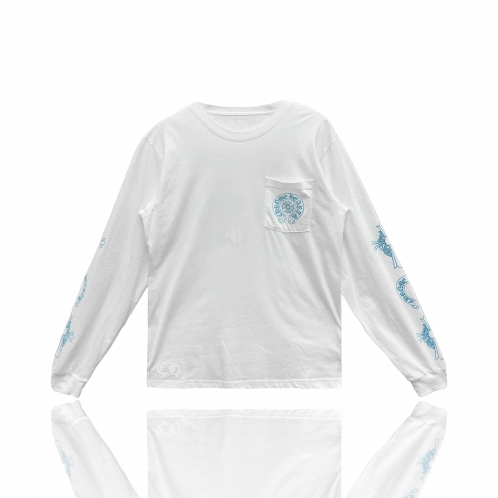 Chrome Hearts Triple Blue Cross Multi Logo Longsleeve White