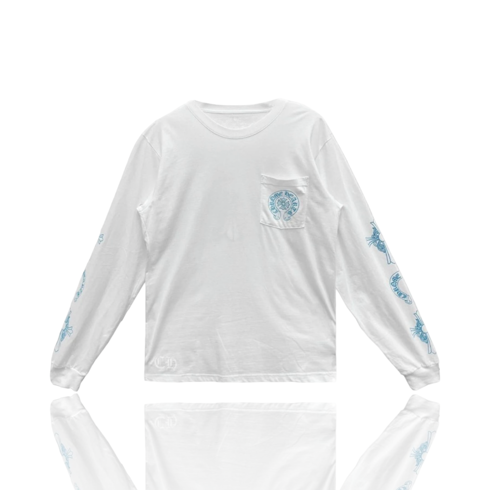 Chrome Hearts Triple Blue Cross Multi Logo Longsleeve White