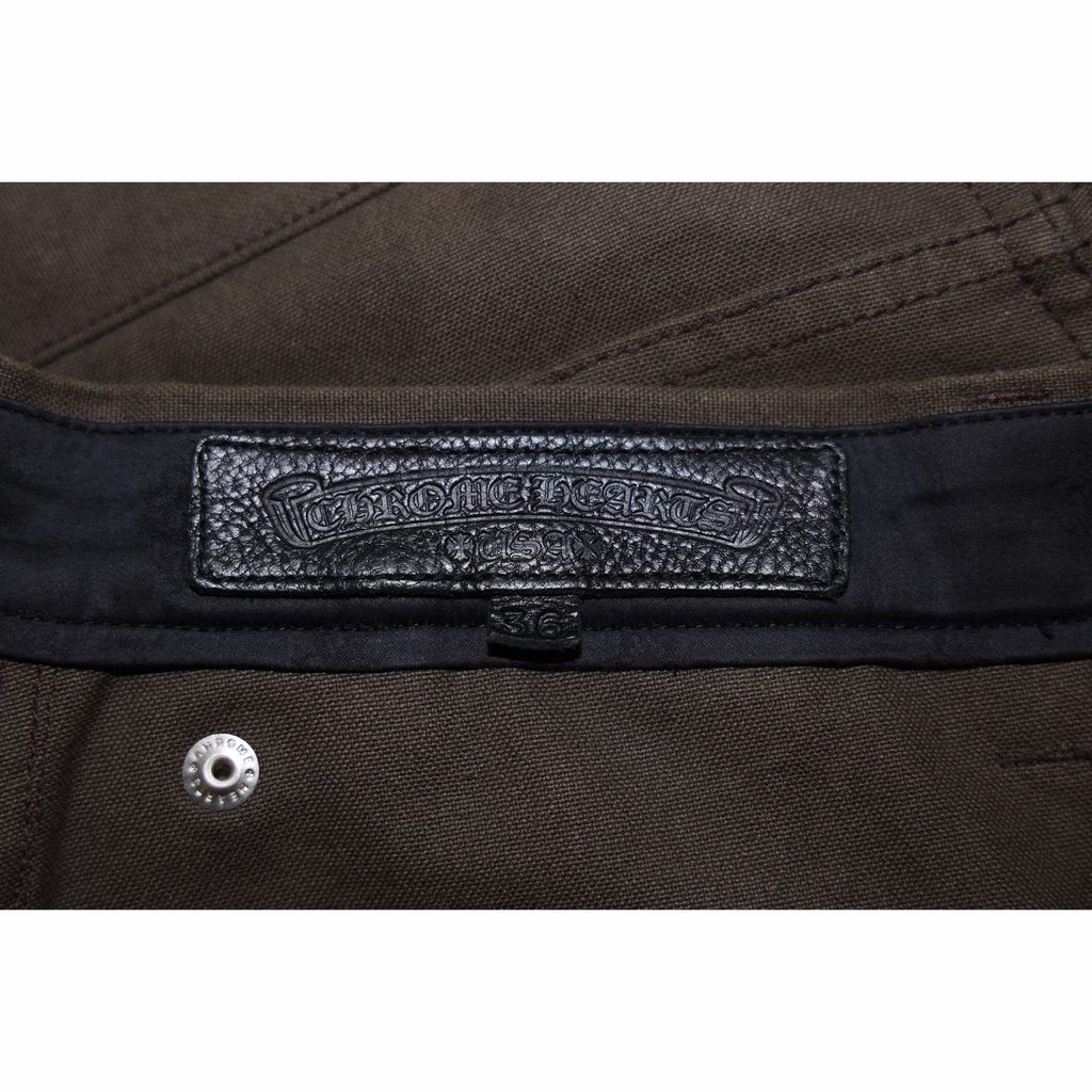 Chrome Hearts Leather Cross Patch Double Knee Carpenter Pants