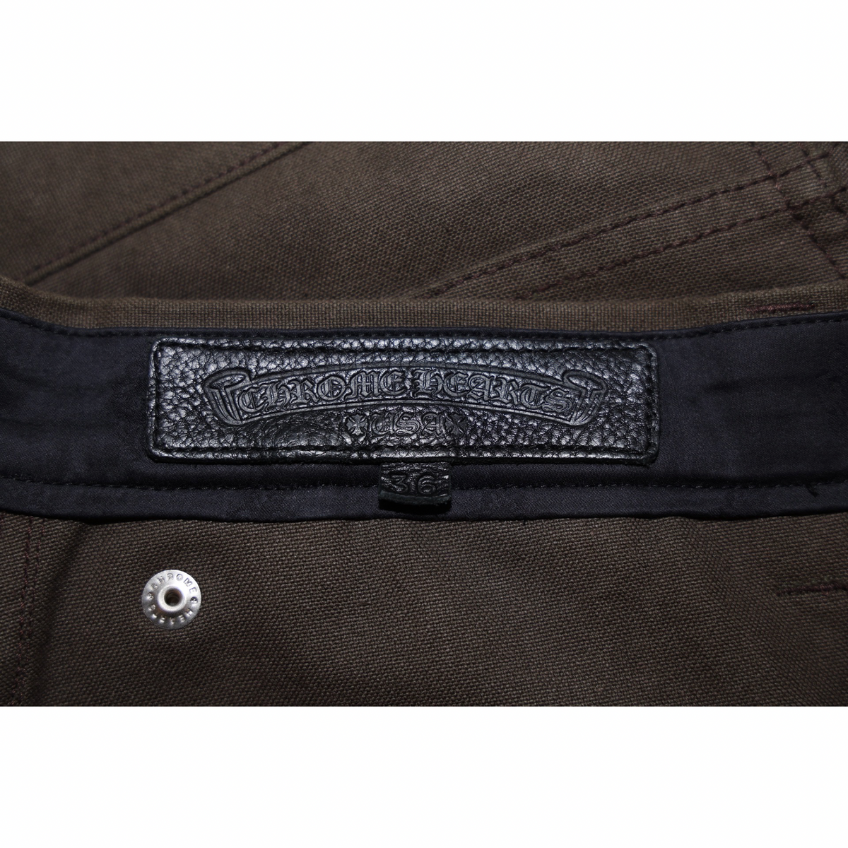 Chrome Hearts Leather Cross Patch Double Knee Carpenter Pants