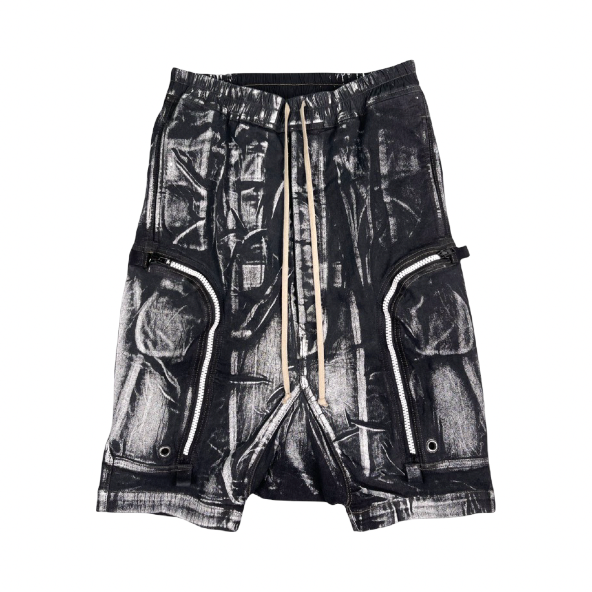 Rick Owens DRKSHDW Silver Waxed Bauhaus Shorts