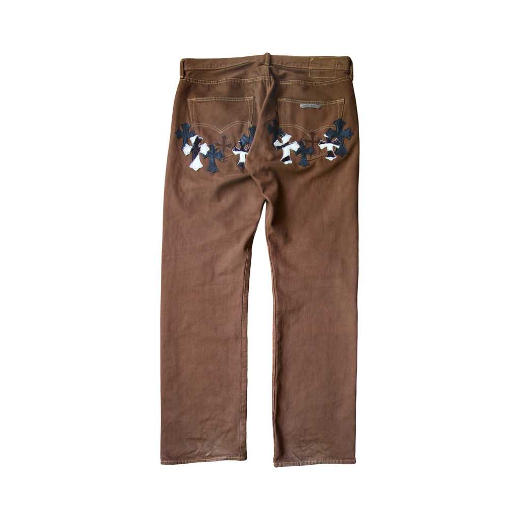 Chrome Hearts Levi's 501 Zebra Cross Patch Jeans Brown