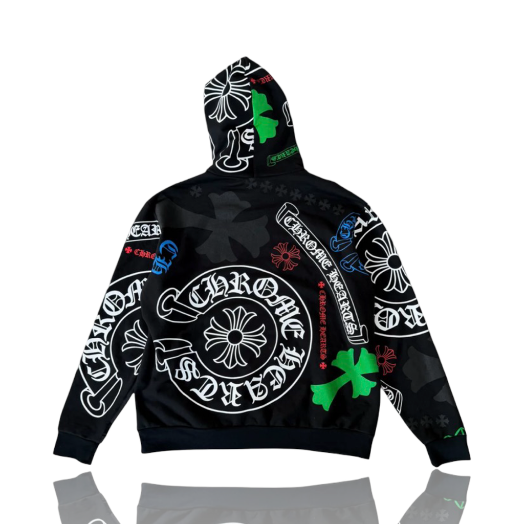 Chrome Hearts Stencil Multi Cross Horseshoe Hoodie Black