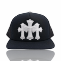 Chrome Hearts Leather Triple Cross Trucker Black/White