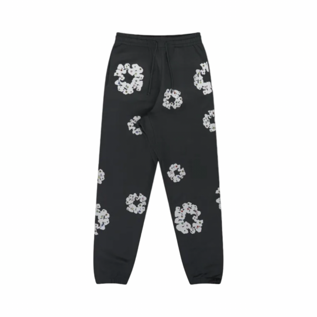 Denim Tears Rhinestone Cotton Wreath Sweatpants Vintage Black