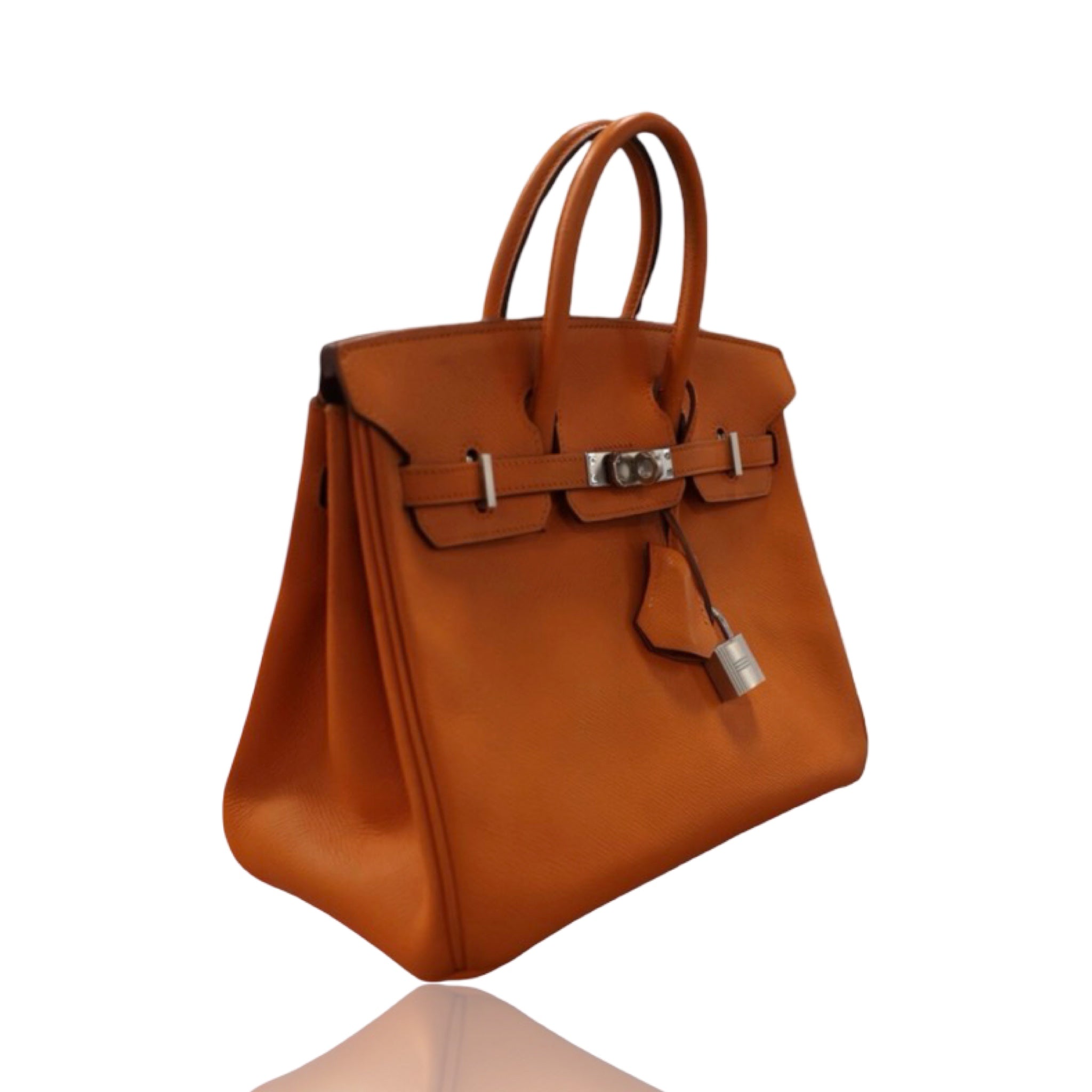 Hermes Birkin 25 Epsom Palladium Hardware Orange