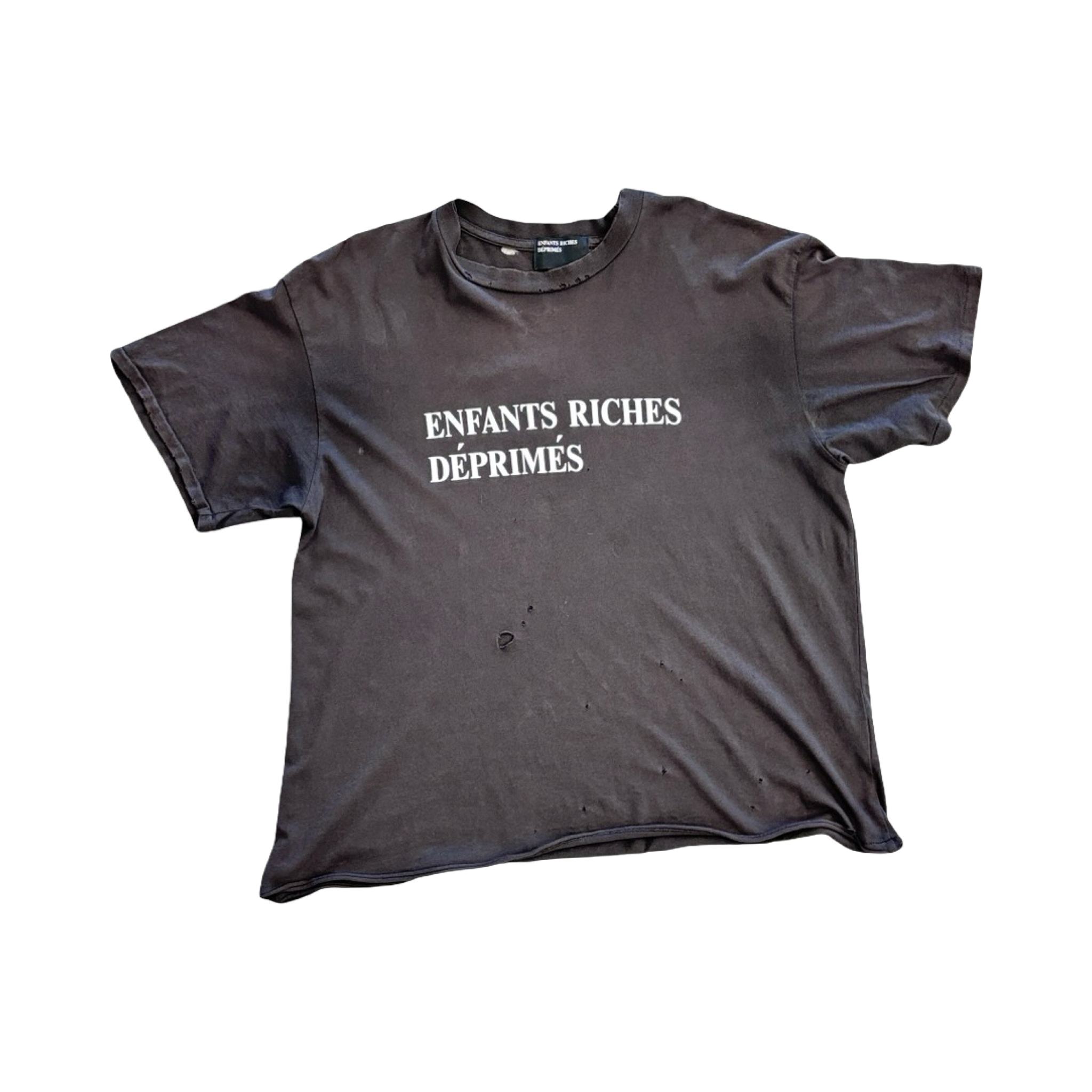 Enfants Riches Déprimés Washed Classic Logo Distressed Tee Black