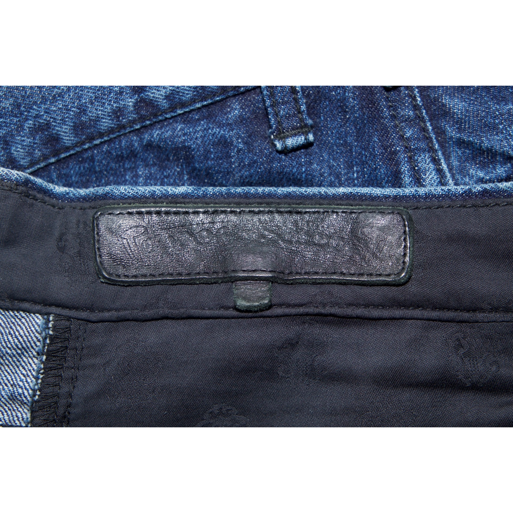 Chrome Hearts Levi's 501 Dark Wash Fleur Knee Patch Jeans