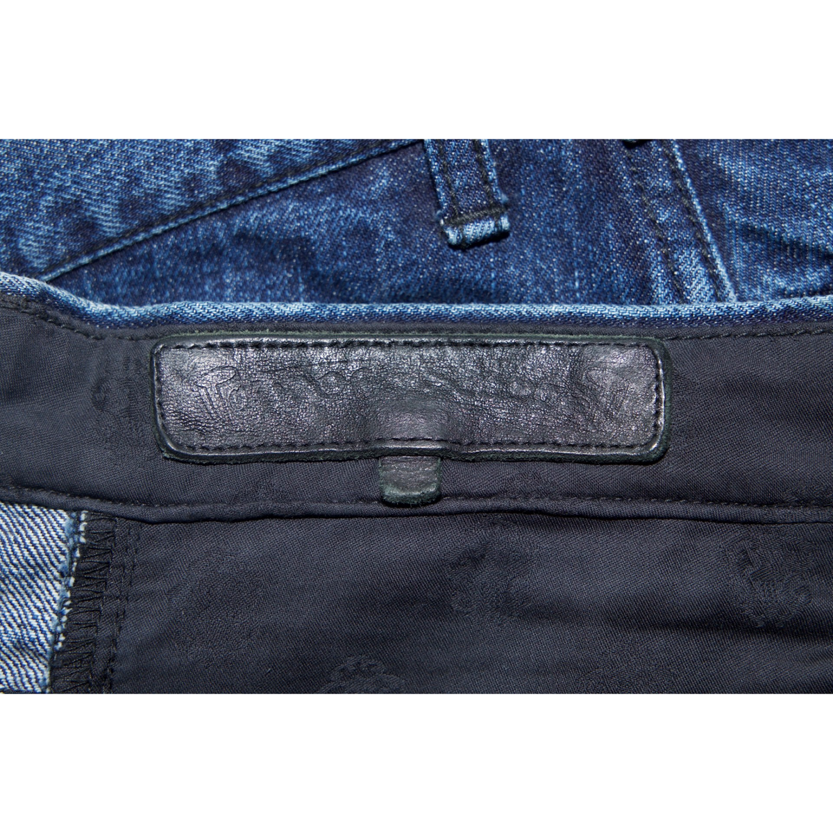 Chrome Hearts Levi's 501 Dark Wash Fleur Knee Patch Jeans