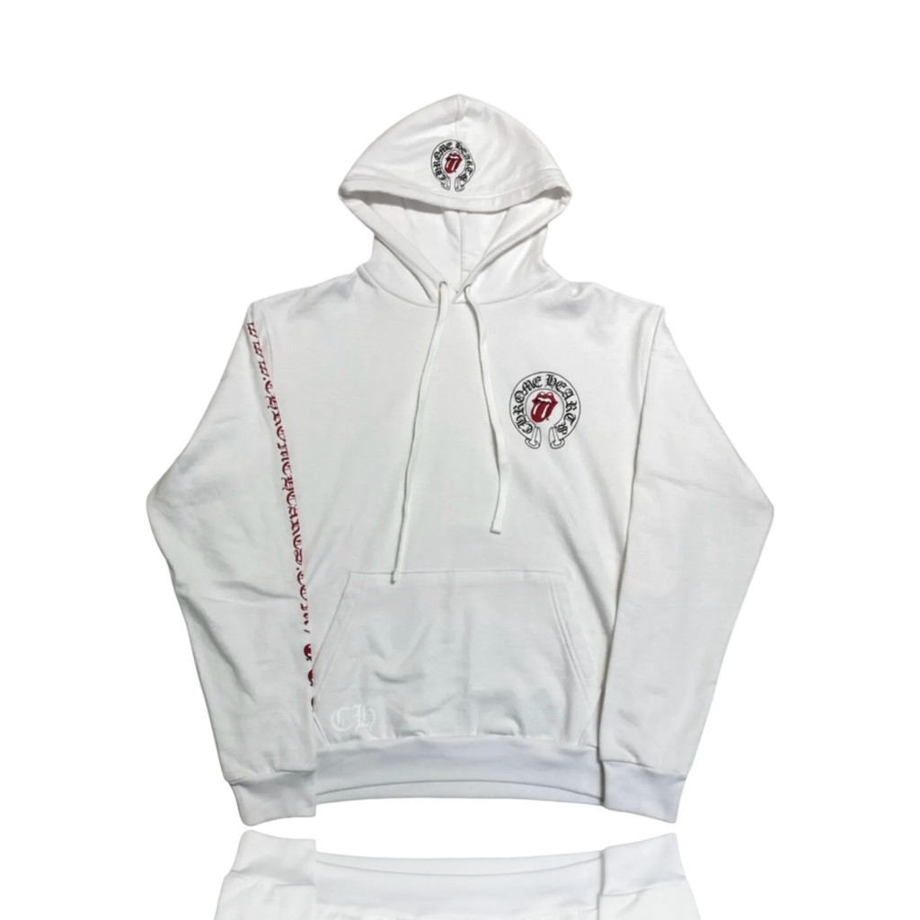 Chrome Hearts Rolling Stone Lips Hoodie White