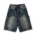 Triple Sevens Double Knee Monogram Shorts Blue