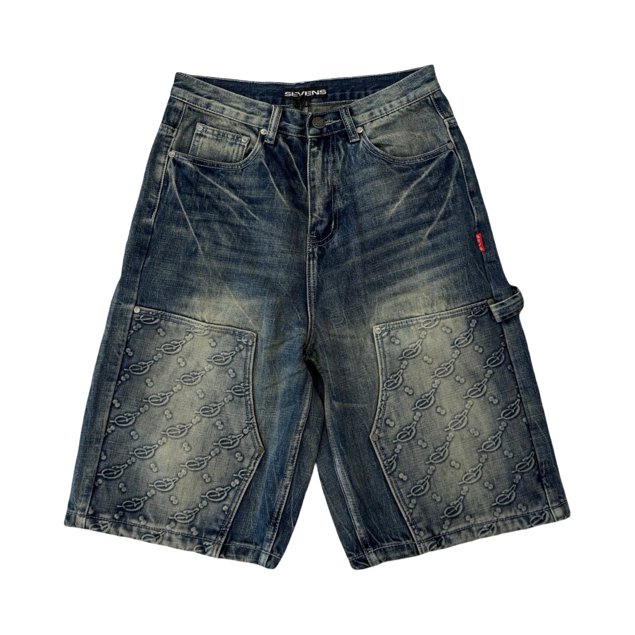 Triple Sevens Double Knee Monogram Shorts Blue