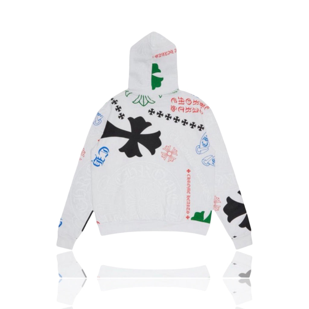 Chrome Hearts Stencil Multi Cross Horseshoe Hoodie White