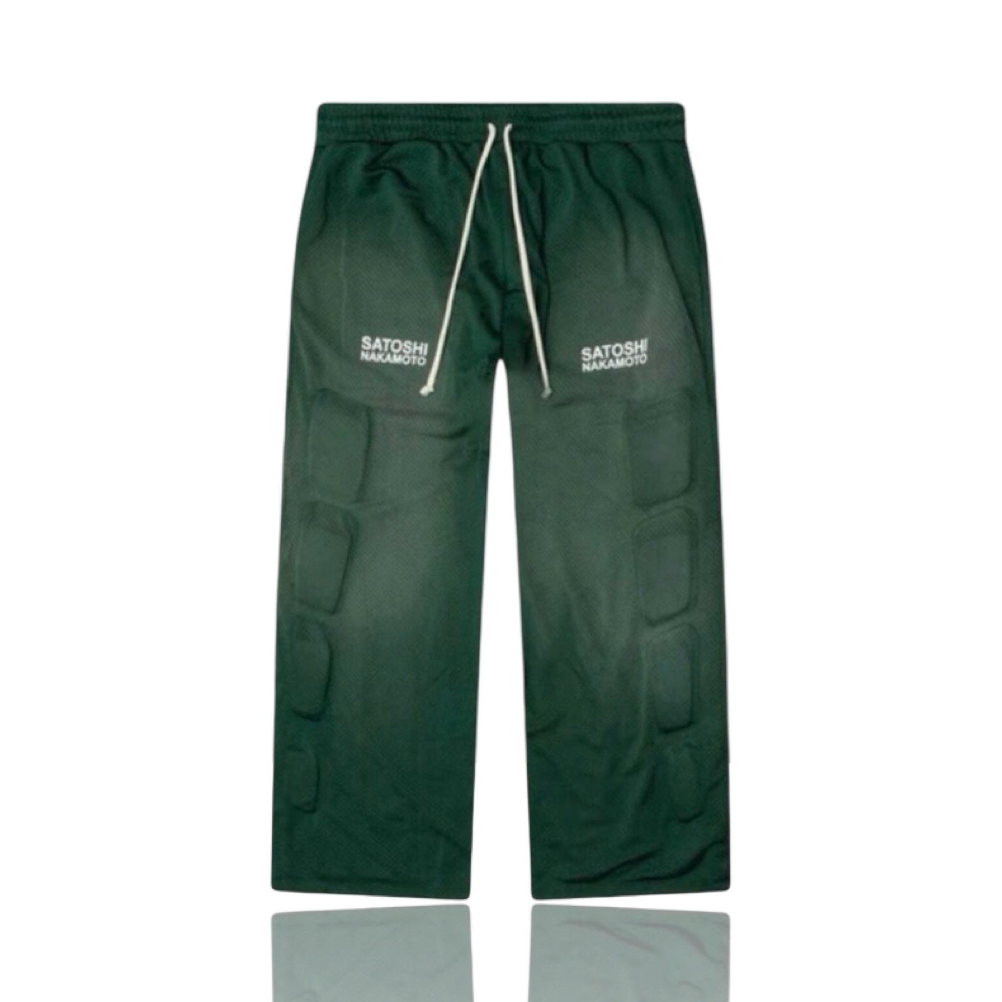 Satoshi Nakamoto Green Mesh Padded Pants
