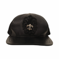Chrome Hearts Silver Embellished Fleur Patch Leather Hat Black