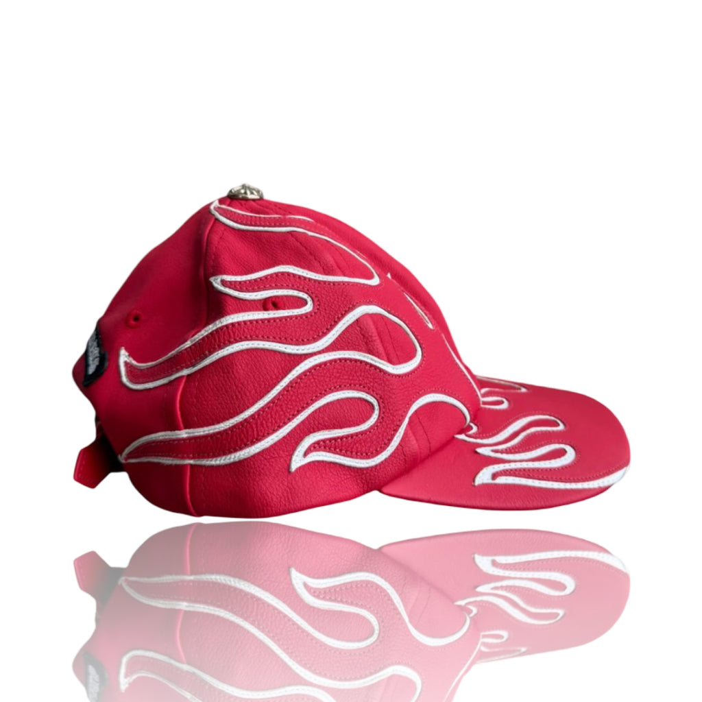 Chrome Hearts Leather Flame Hat Red