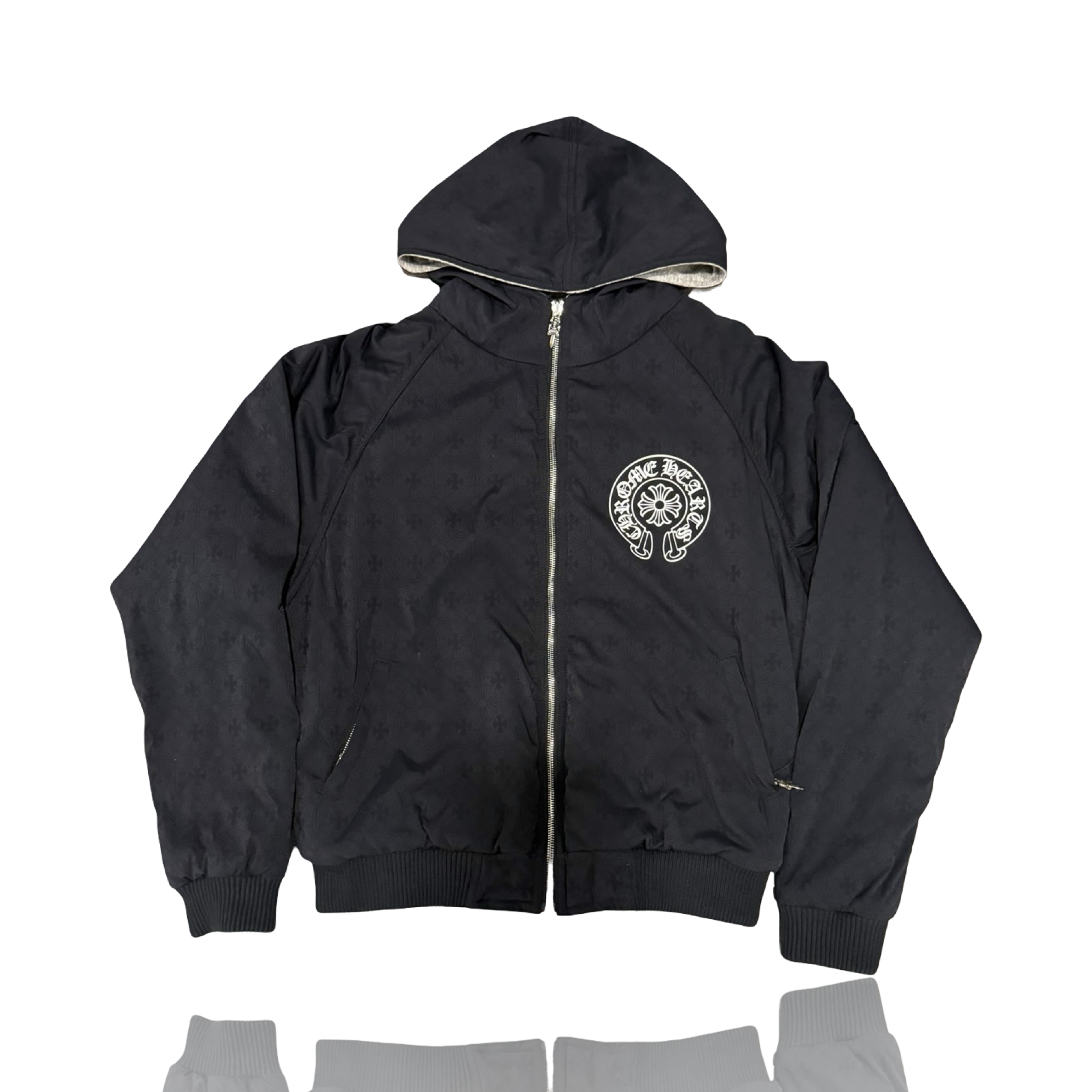 Chrome Hearts Reversible Bomber Jacket Black Grey