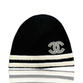 Chanel Cashmere CC Logo Pattern Beanie Black/White