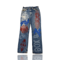 Chrome Hearts Blue Cross Patch Stencil Jeans