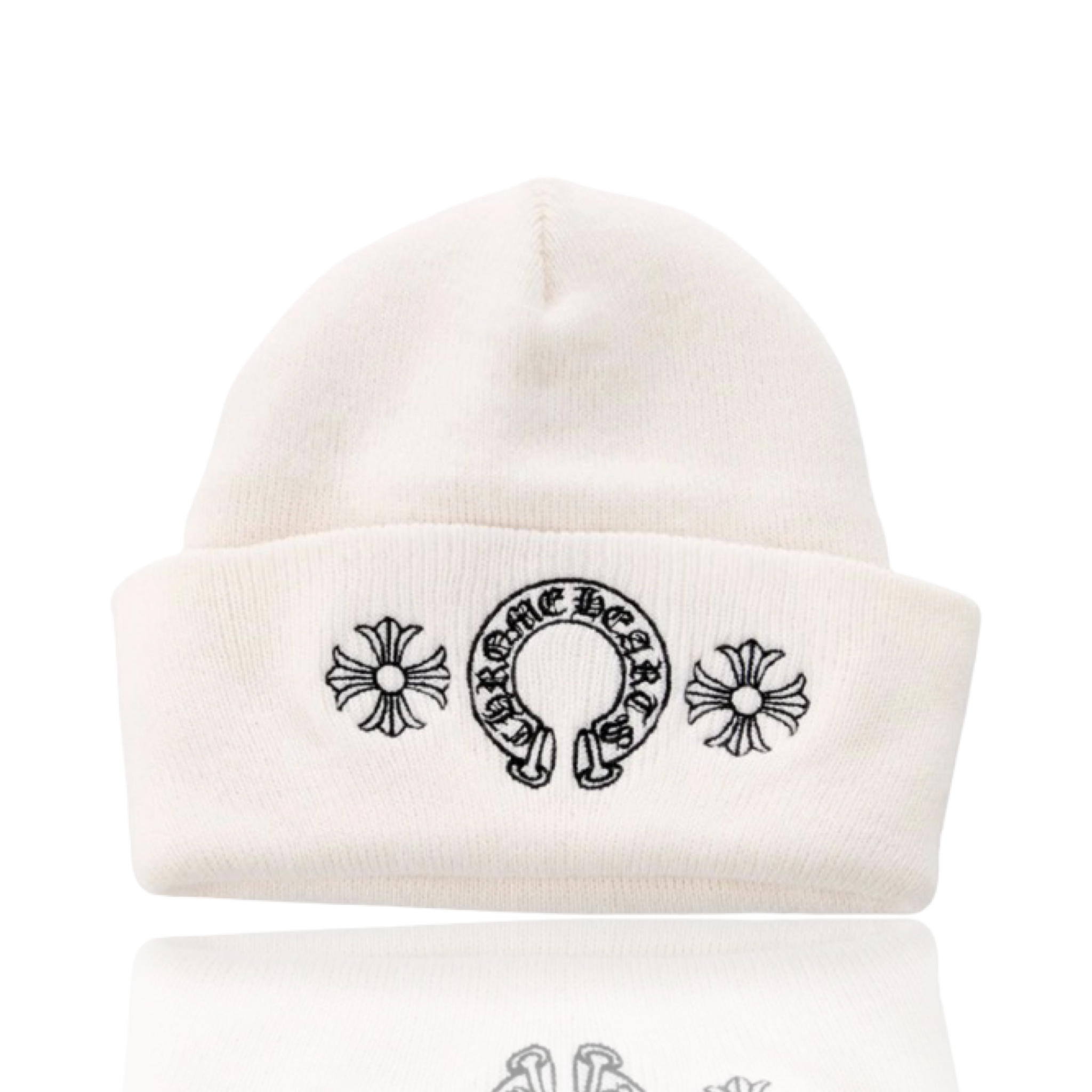 Chrome Hearts Embroidered Horseshoe Logo Beanie Cream
