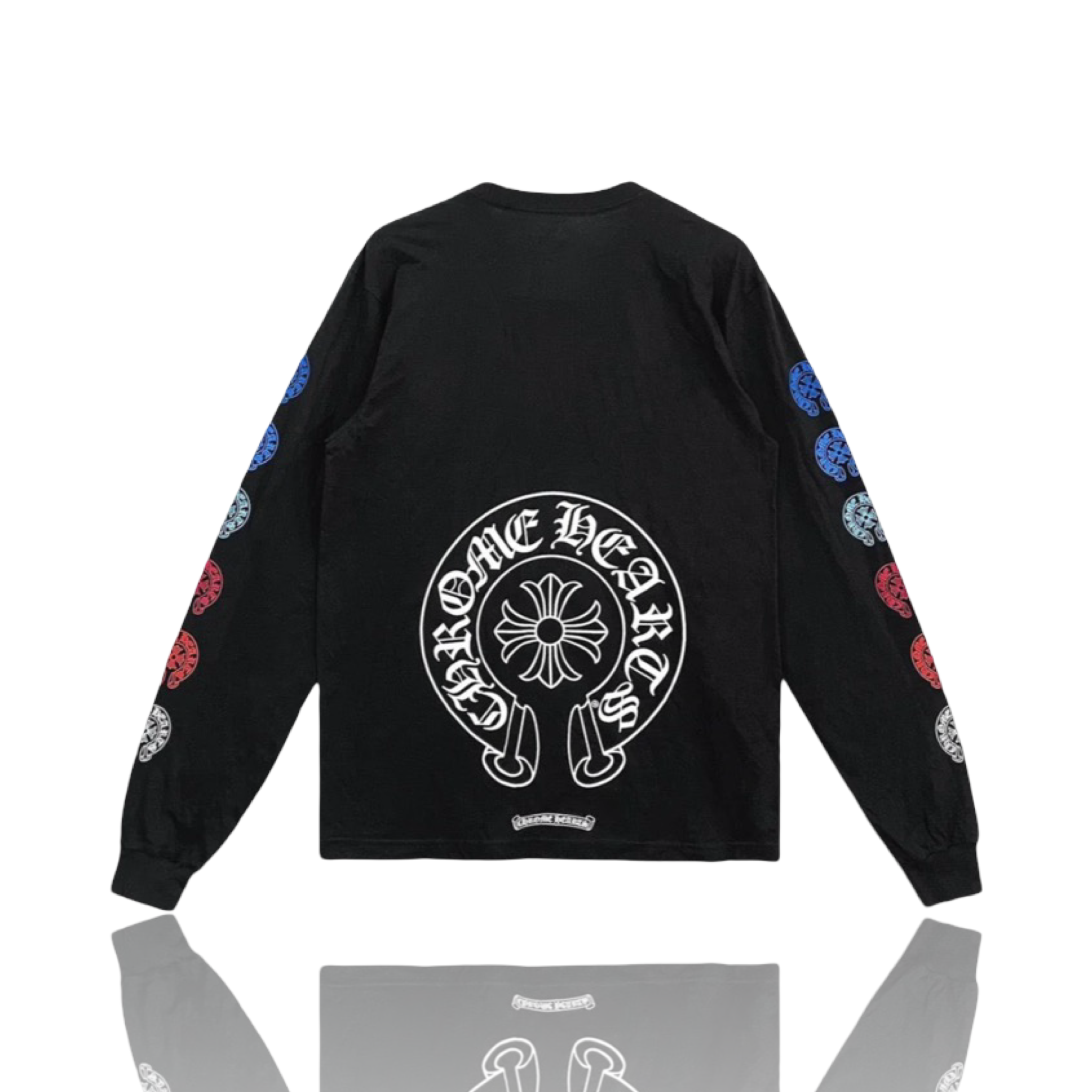 Chrome Hearts Back Multi Color Horseshoe Black Long Sleeve
