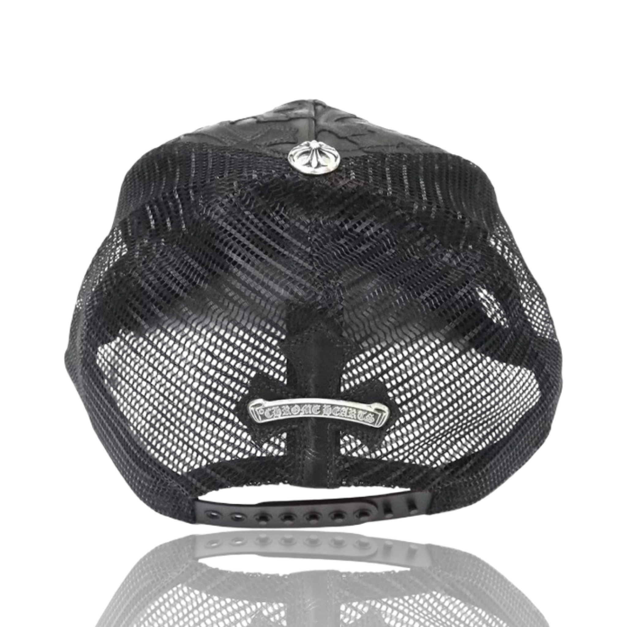 Chrome Hearts Cemetery Cross Leather Trucker