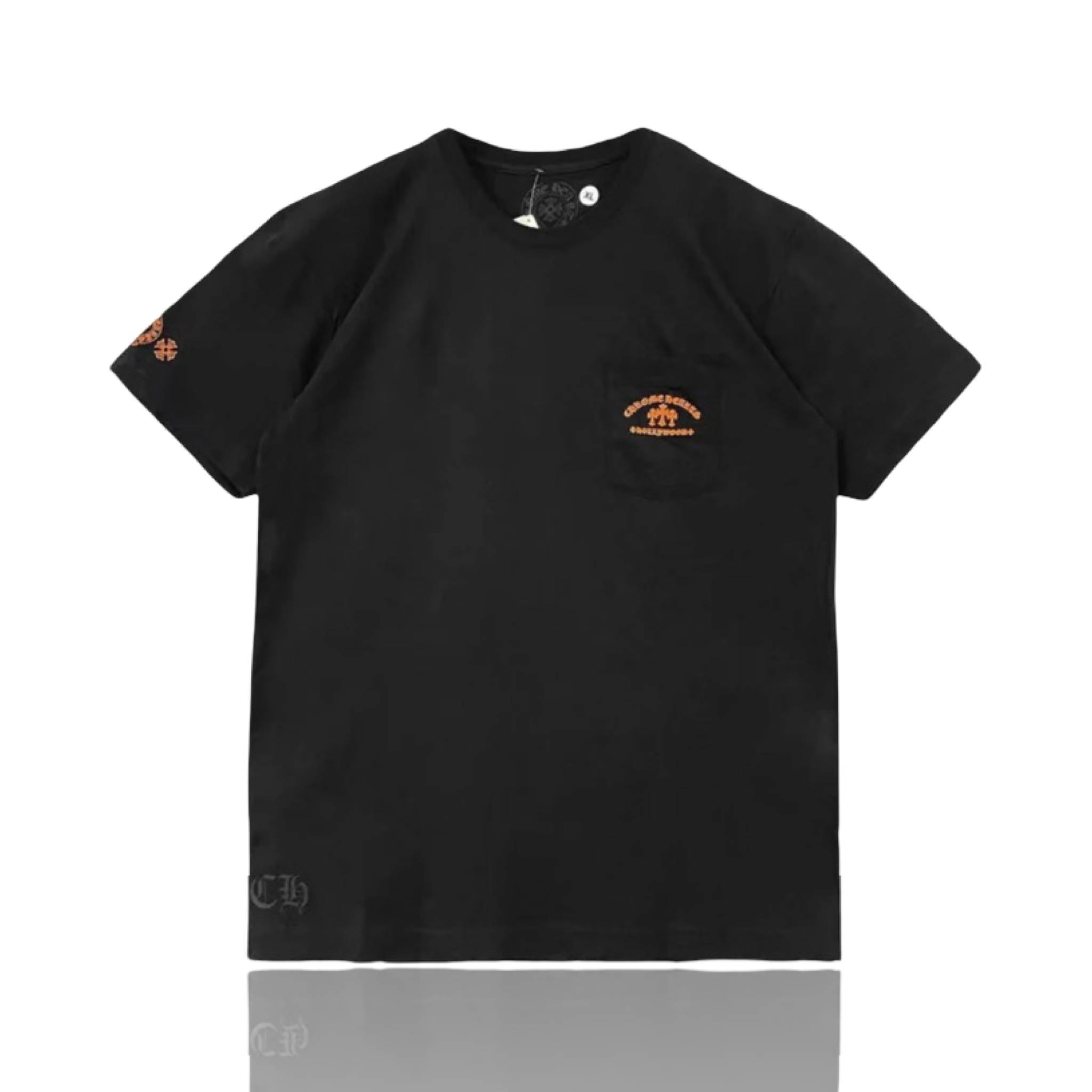 Chrome Hearts Orange Three-Cross Slogan Short Sleeve Tee