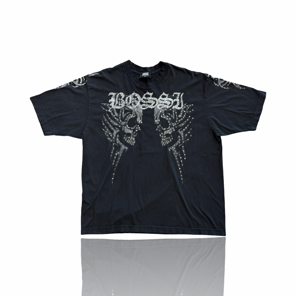 BOSSI Vintage Two Skull Tee Black