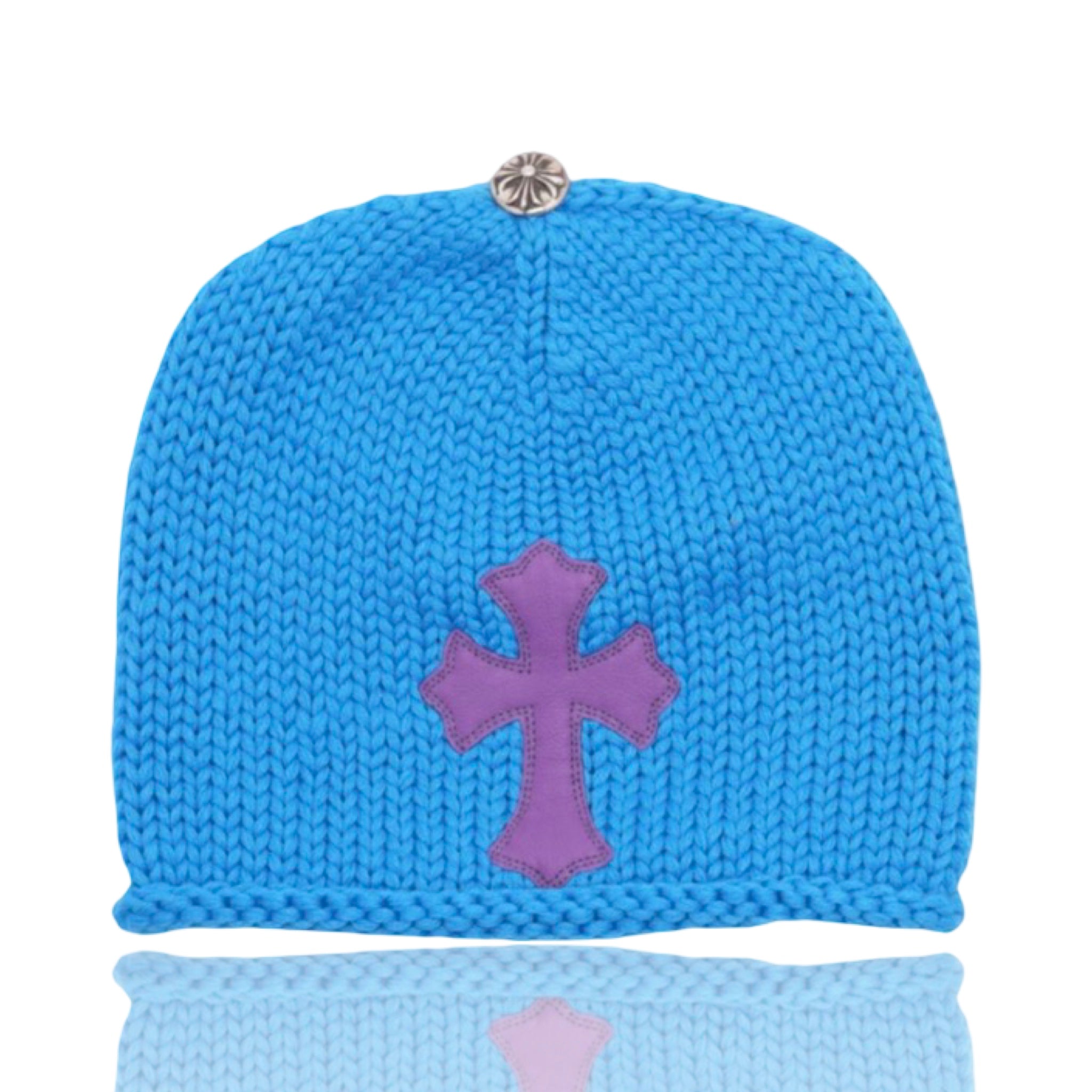 Chrome Hearts Cashmere Cross Patch Beanie Blue/Purple