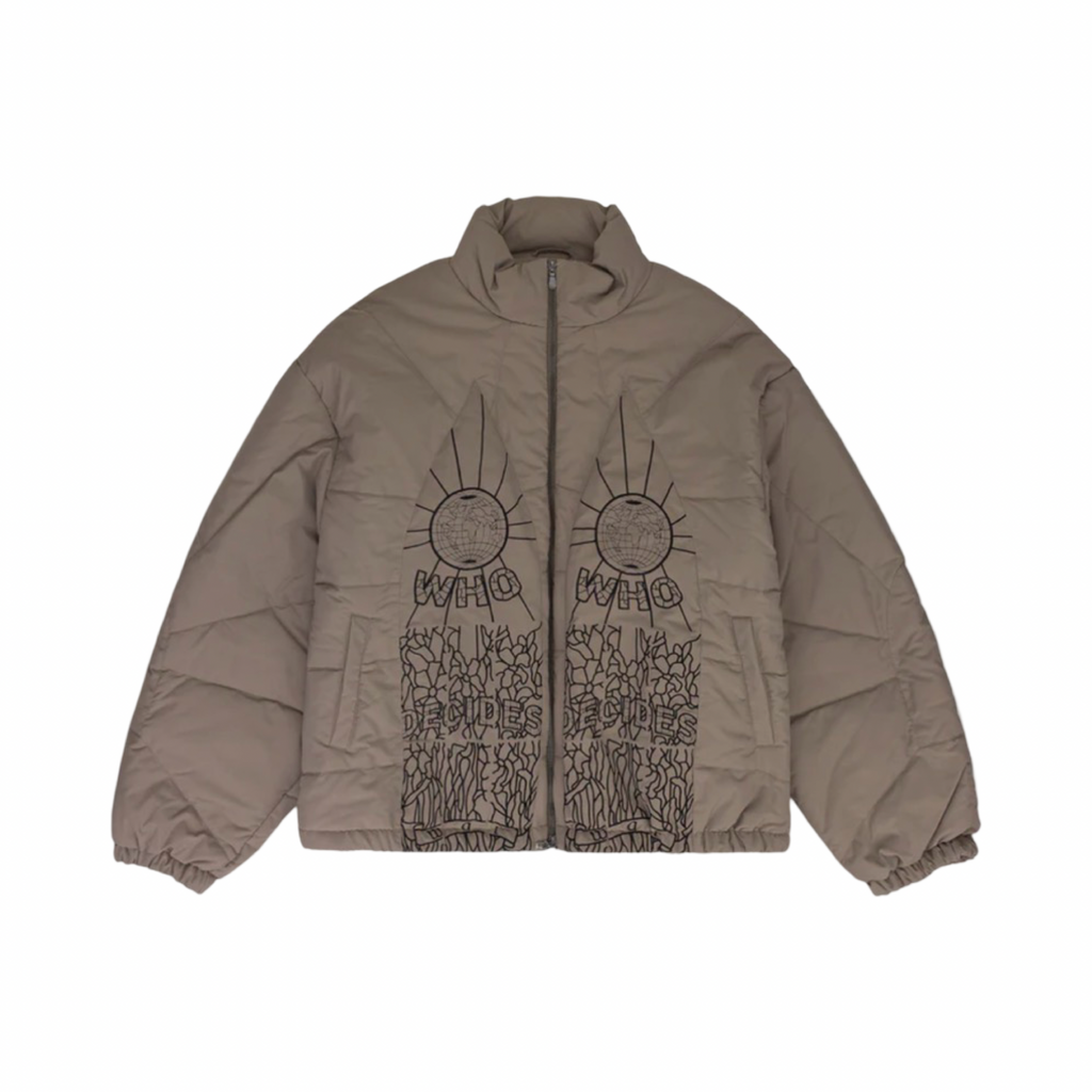 Who Decides War Embroidered Zip-Up Bomber Jacket