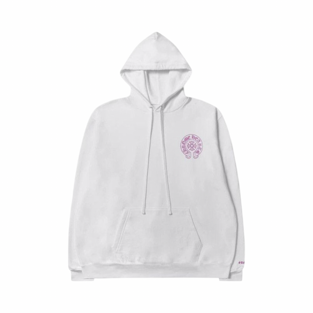Chrome Hearts Purple Glitter Horseshoe Hoodie White