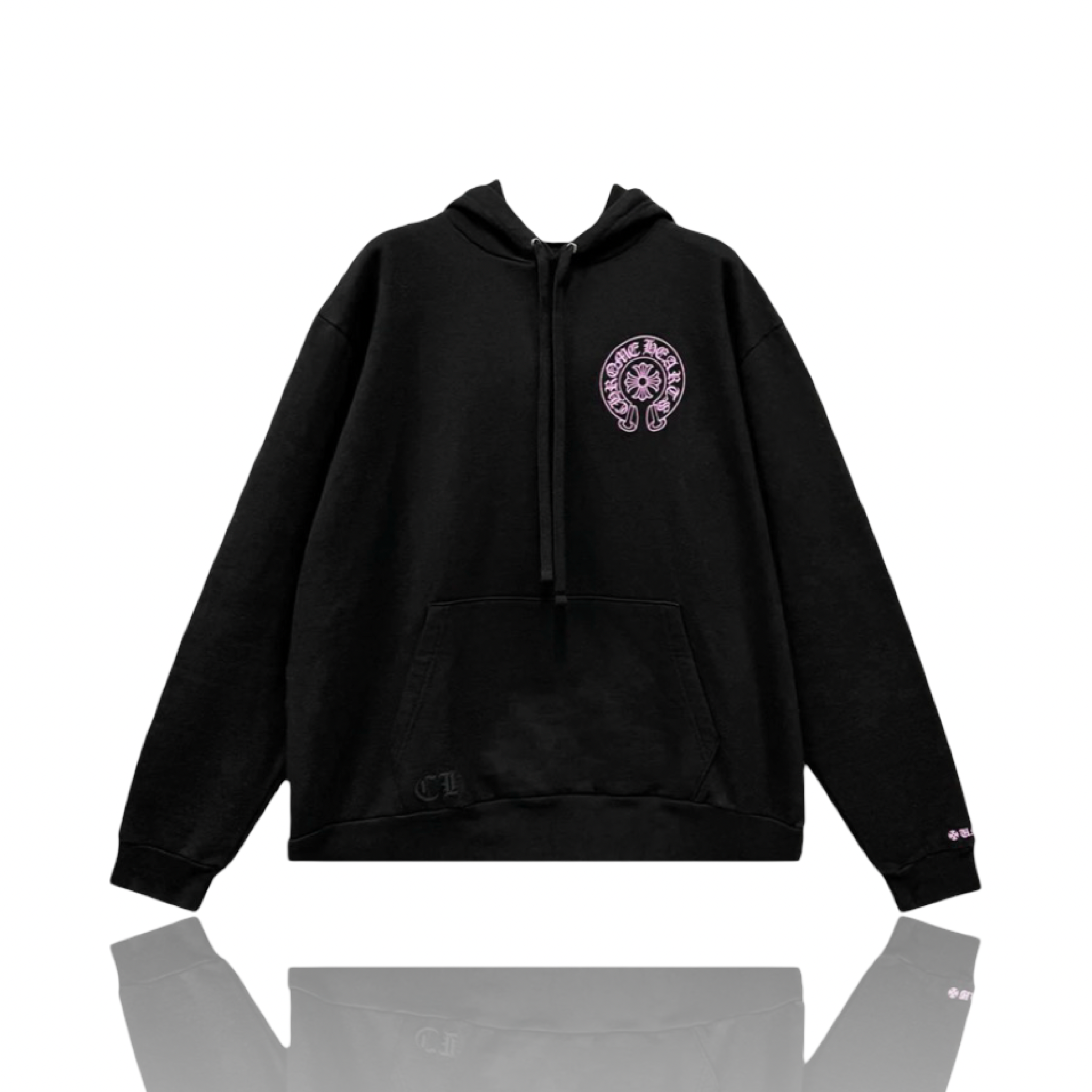 Chrome Hearts Exclusive Pink Horseshoe Hoodie Black