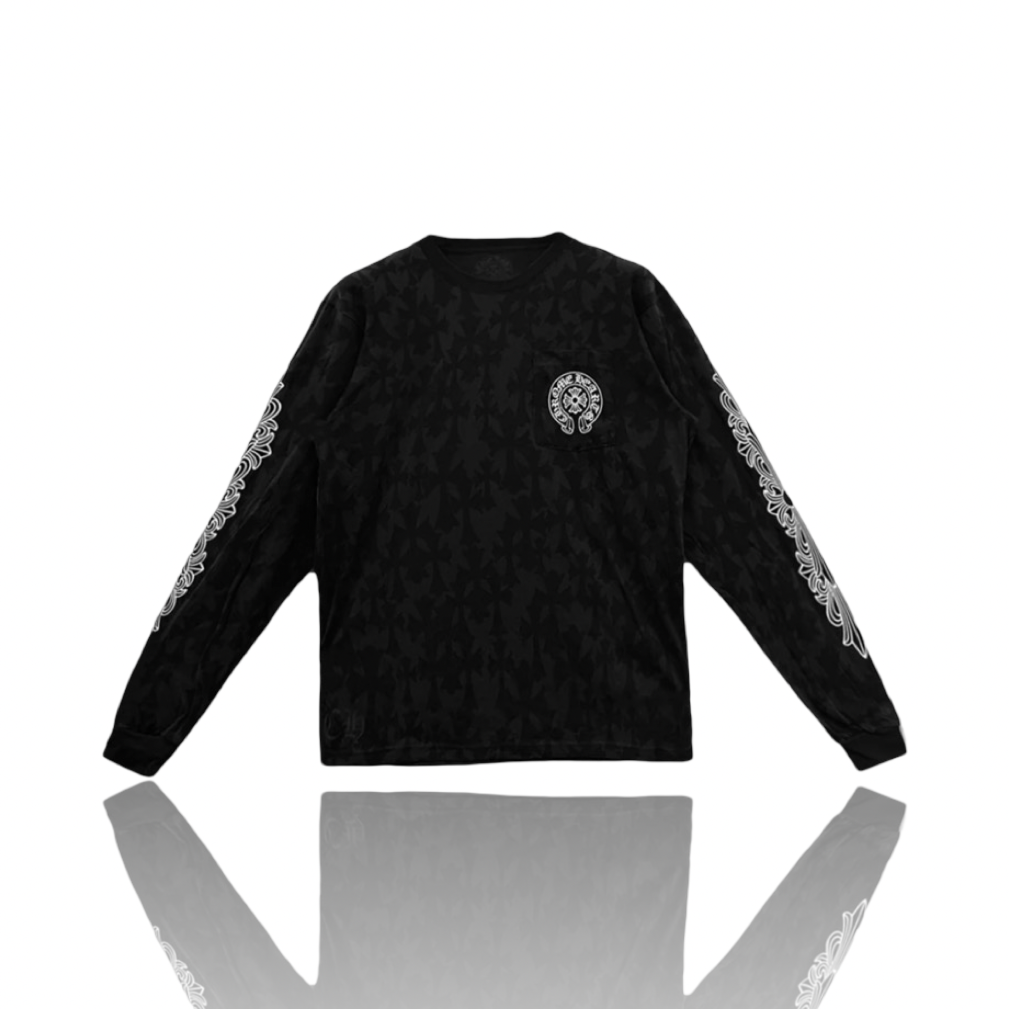 Chrome Hearts Cemetery Cross Print Black Longsleeve