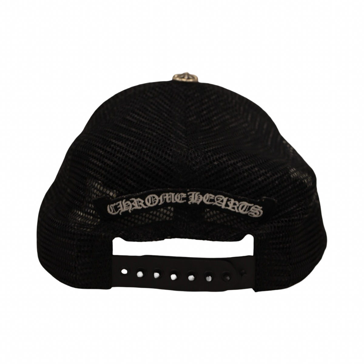 Chrome Hearts Silver Embellished Fleur Patch Leather Hat Black