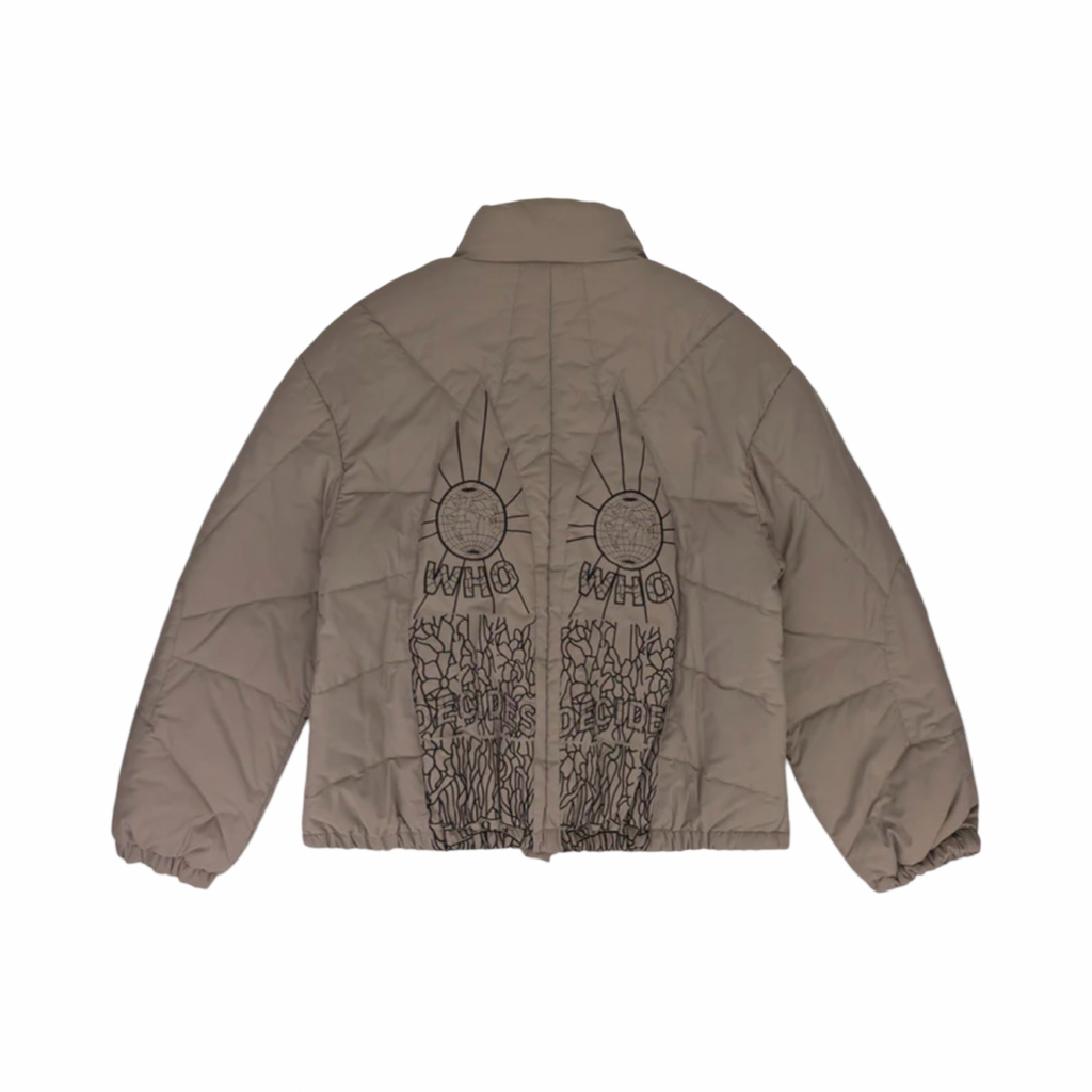 Who Decides War Embroidered Zip-Up Bomber Jacket