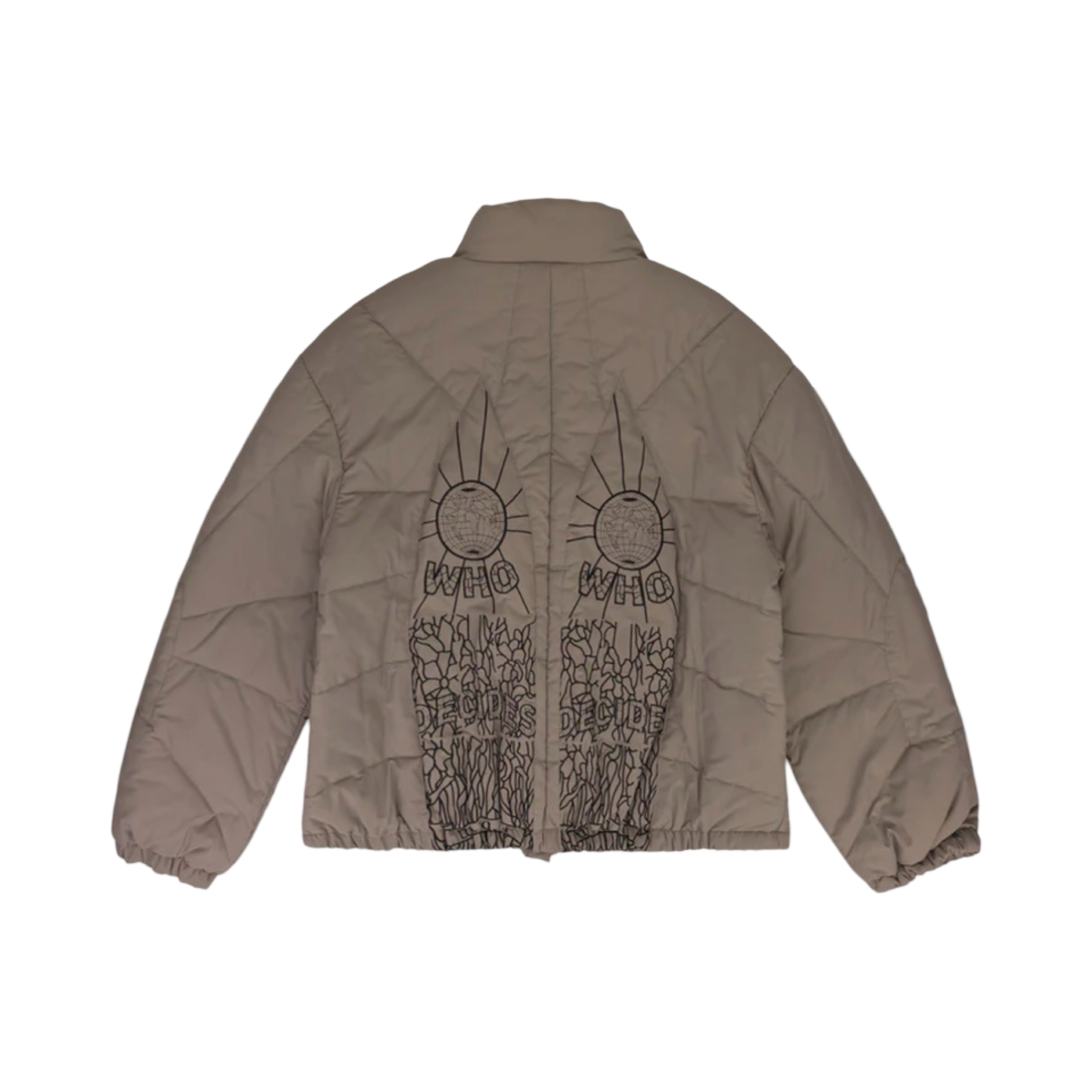 Who Decides War Embroidered Zip-Up Bomber Jacket