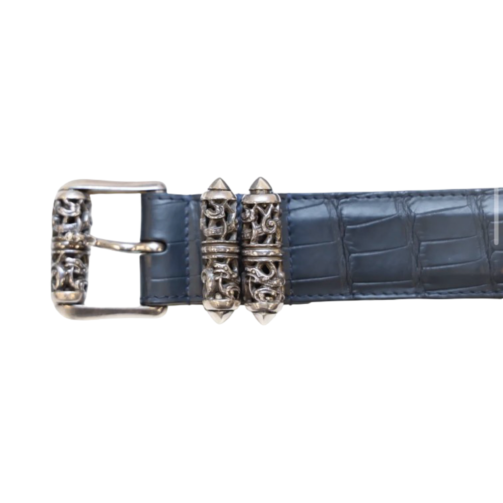 Chrome Hearts Alligator Roller Belt Navy
